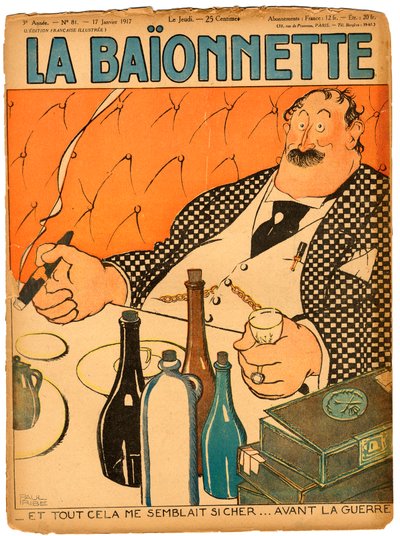 La Baionnette》的封面，色彩讽刺。 作者 保罗·伊里贝（Paul Iribe）