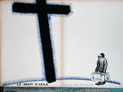 基督教的十字架和庇护权，插图来自“Parlons Francais” 作者 保罗·伊里贝（Paul Iribe）