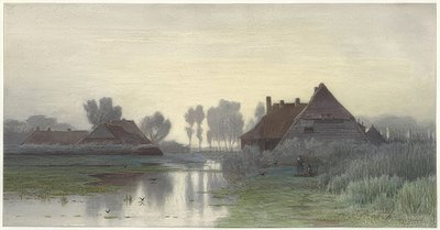 在晨雾中的农舍。 1838-1903 作者 保罗·约瑟夫·康斯坦丁·加布里埃尔