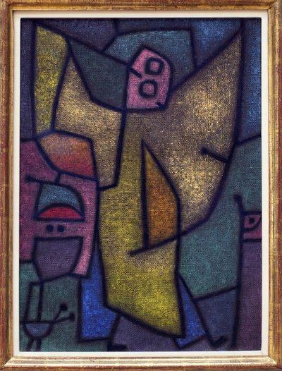 战斗天使保罗-克利（Paul Klee，1879-1940 年）的油画，在黄麻上绘制，背景为胶水 作者 Paul Klee