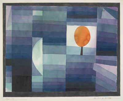Der Bote des Herbstes (gr?n/violette Stufung mit orange Akzent)（《秋天的预兆》[绿色/紫色渐变，橙色点缀]) 作者 保罗·克莱