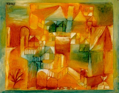 棕绿色外墙，1919年。 作者 Paul Klee