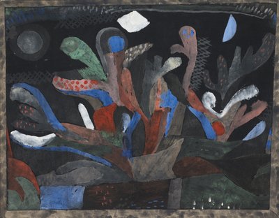 深色花园的图片Dunkelbuntes Gartenbild，1923年 作者 保罗·克莱