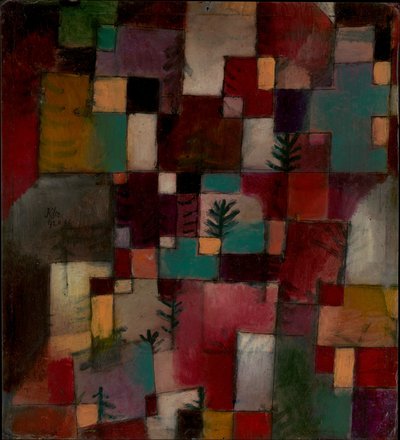 红绿和紫黄节奏 作者 Paul Klee