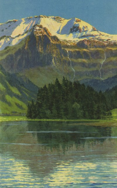 瑞士水疗中心：Lenk i S、Lenk 湖和 Wildstrubel（彩色光刻） 作者 保罗·库沙