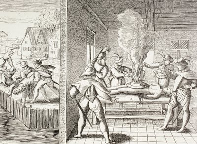 16 世纪的宣传画，描绘了 Gueux 人对天主教徒的暴力行为。 作者 保罗·拉克鲁瓦