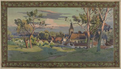 蒂艾斯市政厅草图：有教堂的村庄，约 1902 年（布面油画） 作者 保罗·莱昂·菲利克斯（Paul Léon Felix）（致）施密特