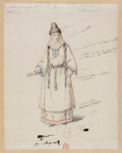 Gounod - The Bloody Nun - Paul Lormier 制作的四个服装模特 - 2. 波希米亚村民 作者 保罗·洛尔米耶