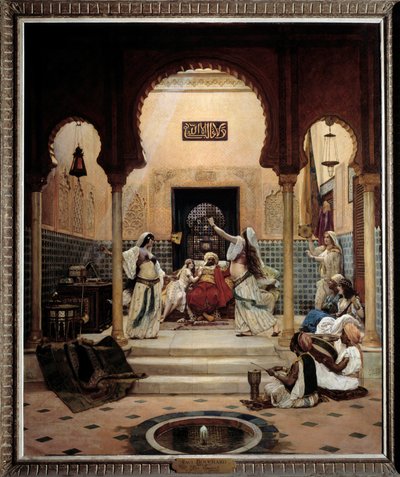 后宫中的东方舞者（腹部）分散了帕夏的注意力。 保罗·布沙尔 (Paul Bouchard) (1853-1937) 1893 Sun 的绘画。 1,6x1,3 m 巴黎，奥赛博物馆。 小心！ 使用本作品可能需要第三方授权请求或额外费用 作者 保罗·路易斯·布沙尔