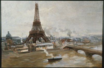 埃菲尔铁塔和 1889 年 1 月世界博览会上的作品，1-1889 年（布面油画） 作者 保罗·路易斯·德兰斯