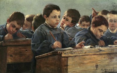 在教室里，1886年。 作者 保罗·路易斯·马丁·德·阿莫瓦涅