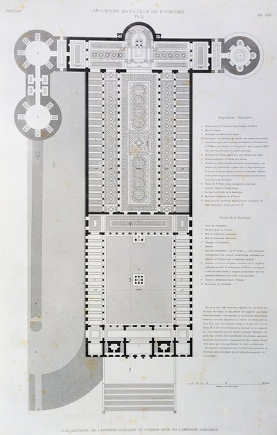 修复君士坦丁大帝建造的旧大教堂的布局，雕刻来自梵蒂冈和圣彼得大教堂 作者 保罗·玛丽·莱塔鲁伊
