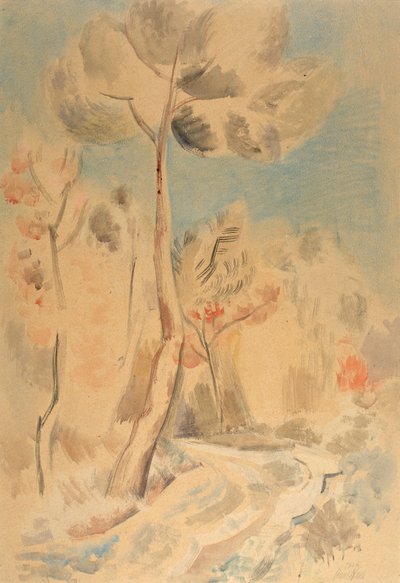 松树（纸上铅笔和水彩画） 作者 保罗·纳什