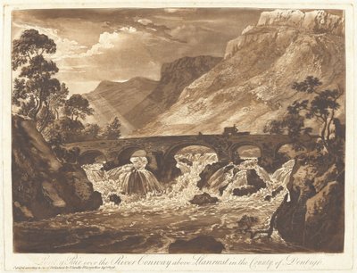 丹比郡Llanrwst以上的康威河上的Pont-y-Pair 作者 保罗·桑德比