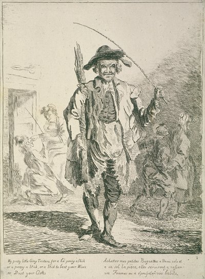 卖棍子的人，伦敦的哭声，1760年 作者 保罗·桑德比