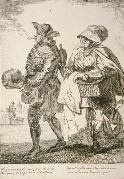 两个卖勺子的人，《伦敦的哭声》，1760年 作者 保罗·桑德比