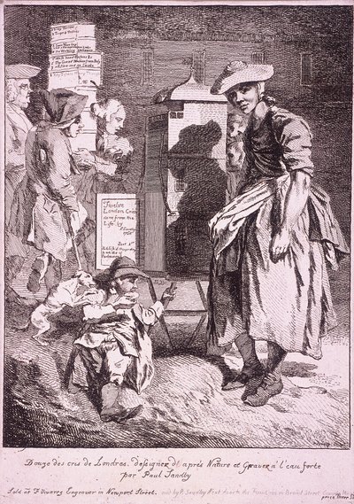 带着雨伞的女人，伦敦的哭声，1760年 作者 保罗·桑德比