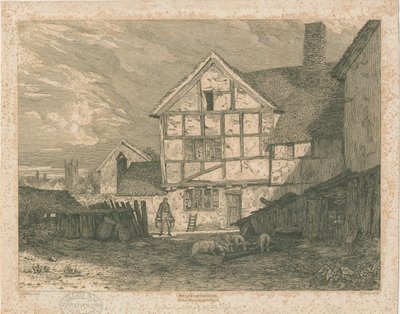 Wolverhampton-半木房子的废墟：钢版画，nd [c 1815] 作者 保罗·桑德比·芒恩