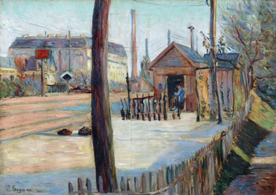Bois Colombes 附近的铁路枢纽站（法国）--保罗-西涅克（1863-1935 年）的画作，布面油画（46.4x65 厘米） 作者 保罗·西尼亚克