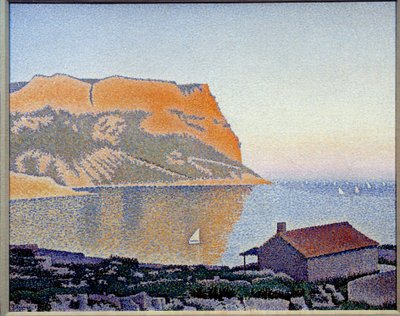 黑醋栗湾的景色，Cap Canaille 的画作 Paul Signac (1863-1935) 1889 年私人收藏 - 卡西斯湾的景色，Cap Canaille。 Paul Signac (1863-1935) 的绘画 作者 保罗·西尼亚克