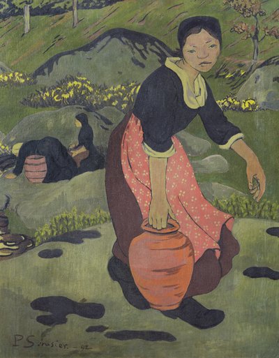 年轻的布列塔尼女孩与一壶，1892年 作者 保罗·塞鲁西耶