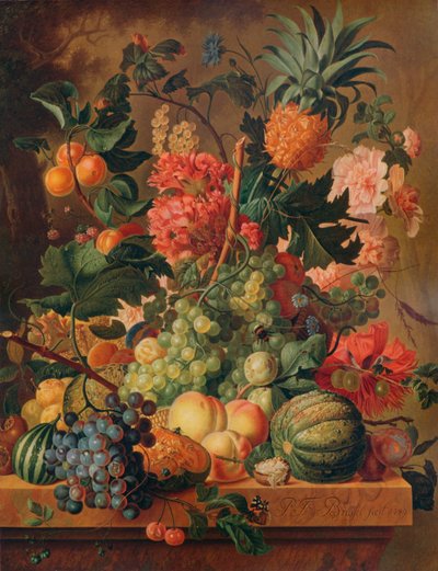 《水果与鲜花》，1789年，1938年 作者 保罗·西奥多·范·布鲁塞尔