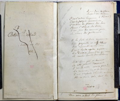 来自&39;Romances Sans Paroles&39;的手写页面，与1873年亚瑟兰波的共同奉献 作者 保罗·韦兰（Paul Verlaine）