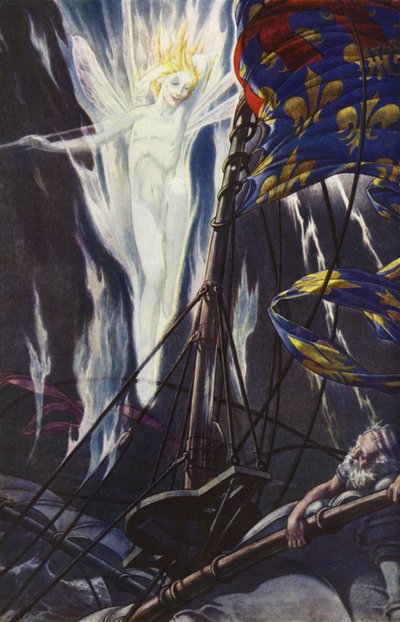 威廉-莎士比亚的《暴风雨》，第一幕，第二场（彩色石版画） 作者 保罗·文森特·伍德罗夫