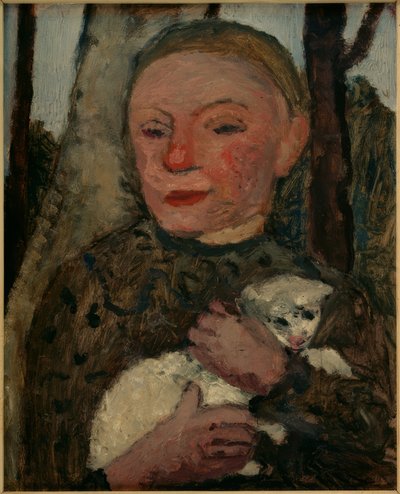 羊羔的女孩（一个怀抱羊羔的女孩的半身画像） 作者 Paula Modersohn Becker