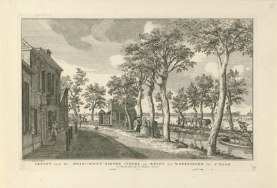 海牙西南宾嫩辛格尔（Zuidwal）景观
从 Zuid-West Binnen Cingel 望 Delft 和 Wateringen in 