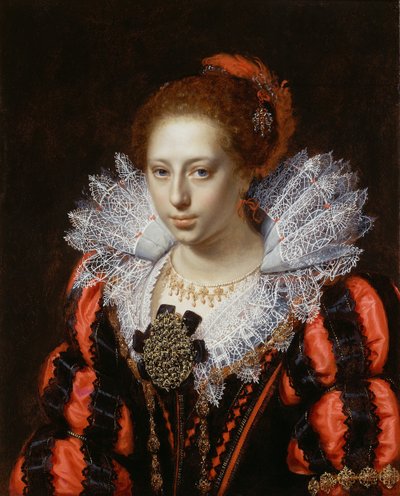 一位年轻女士的画像，约1620年。 作者 保罗·莫雷尔斯