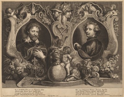 鲁本斯和凡-戴克的双人画像 作者 Paulus Pontius，继安东尼·范戴克爵士和伊拉斯谟·奎利努斯二世之后