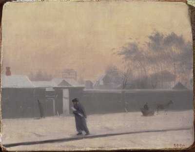 Vasilievsky岛上的冬日街，圣彼得堡，c.1851 作者 帕维尔·安德烈耶维奇·费多托夫（Pavel Andreevich Fedotov）
