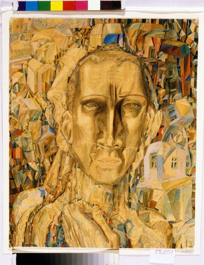 Victor de la ville.(城市的维克多）。Oeuvre de Pavel Nikolayevich Filonov (1883-1941)，纸盒上的水彩画 作者 帕维尔·尼古拉耶维奇·菲洛诺夫