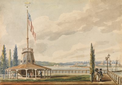 旅行者对纽约的第一印象--炮台和旗杆，1811-约1813。 作者 帕维尔·彼得罗维奇·斯维因