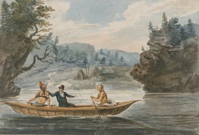 独木舟上的两个印第安人和一个白人，1811-约1813年。 作者 帕维尔·彼得罗维奇·斯维因