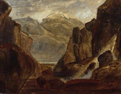 有瀑布的峡湾风景（布面油画） 作者 彼得·巴尔克