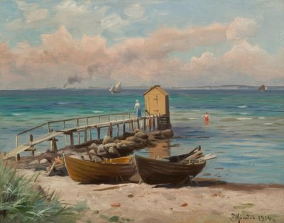 P.Mönsted，在海滩上的Badehäuschen 作者 佩德·蒙斯特