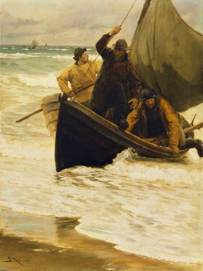 渔夫回家，斯卡恩，1885年 作者 Peder Severin Krøyer