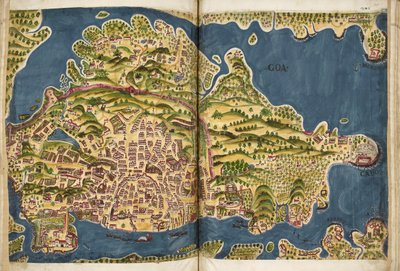 葡萄牙果阿插图，摘自佩德罗-巴雷托-德-雷森德的手稿《Livro do Estado da India Oriental》，斯隆 MS 197 作者 佩德罗·巴雷托·德·雷森德