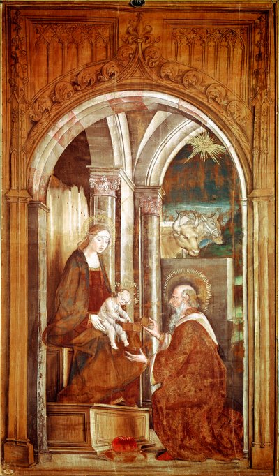 佩德罗·贝鲁格特（Pedro Berruguete）（1450/1455-1504）Magi 绘画的崇拜，马德里，普拉多博物馆 作者 佩德罗·贝鲁格特