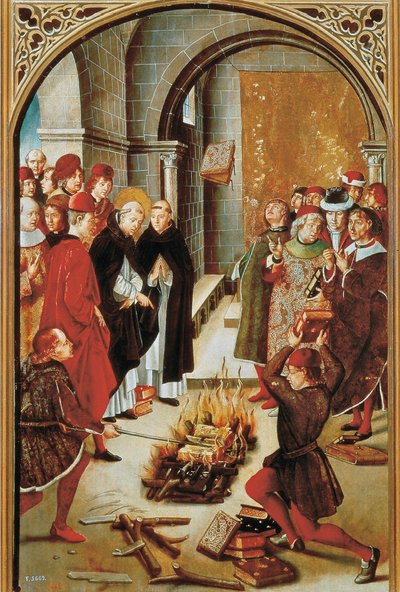 St Dominic and the Albigenses（面板上的油，c.1493-1499） 作者 佩德罗·贝鲁格特