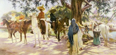 墨西哥圣加布里埃尔（1909年）的集市日 作者 Pedro Ribera