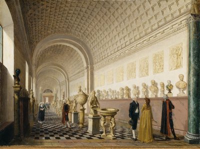 皇家宫殿的内部画廊在皇家宫殿，斯德哥尔摩，1796年 作者 佩尔·希勒斯特罗姆（PehrHilleström）
