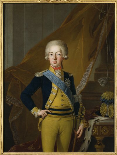 古斯塔夫四世-阿道夫-德-苏德--瑞典古斯塔夫四世-阿道夫（1778-1837）的肖像，由老克拉夫特，佩尔（1724-1793）绘制。布面油画 作者 靠实力