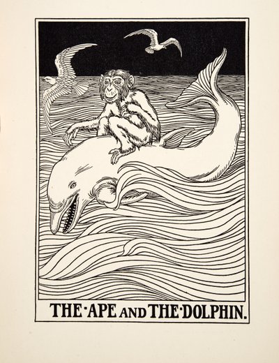 Ape and the Dolphin，来自A Hundred Fables of Aesop，pub.1903 作者 Percy J. Billingshurst