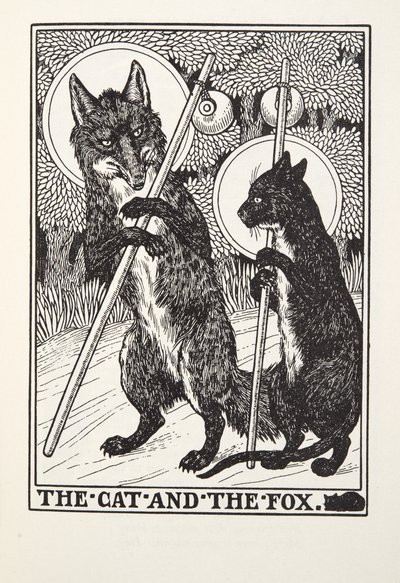 猫和狐狸，来自Fontaine Fables，酒吧。 1905年 作者 珀西·比林斯赫斯特（Percy J.