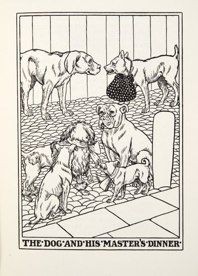 狗和他的大师晚宴，来自Fontaine Fables，酒吧。 1905年 作者 Percy J. Billingshurst