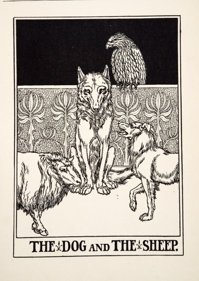 The Dog and the Sheep，来自A Andred寓言的Aesop，pub.1903 作者 珀西·比林斯赫斯特（Percy J.