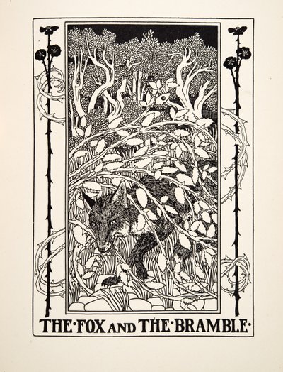 福克斯和布兰布尔，来自A Hundred Fables of Aesop，pub.1903 作者 Percy J. Billingshurst
